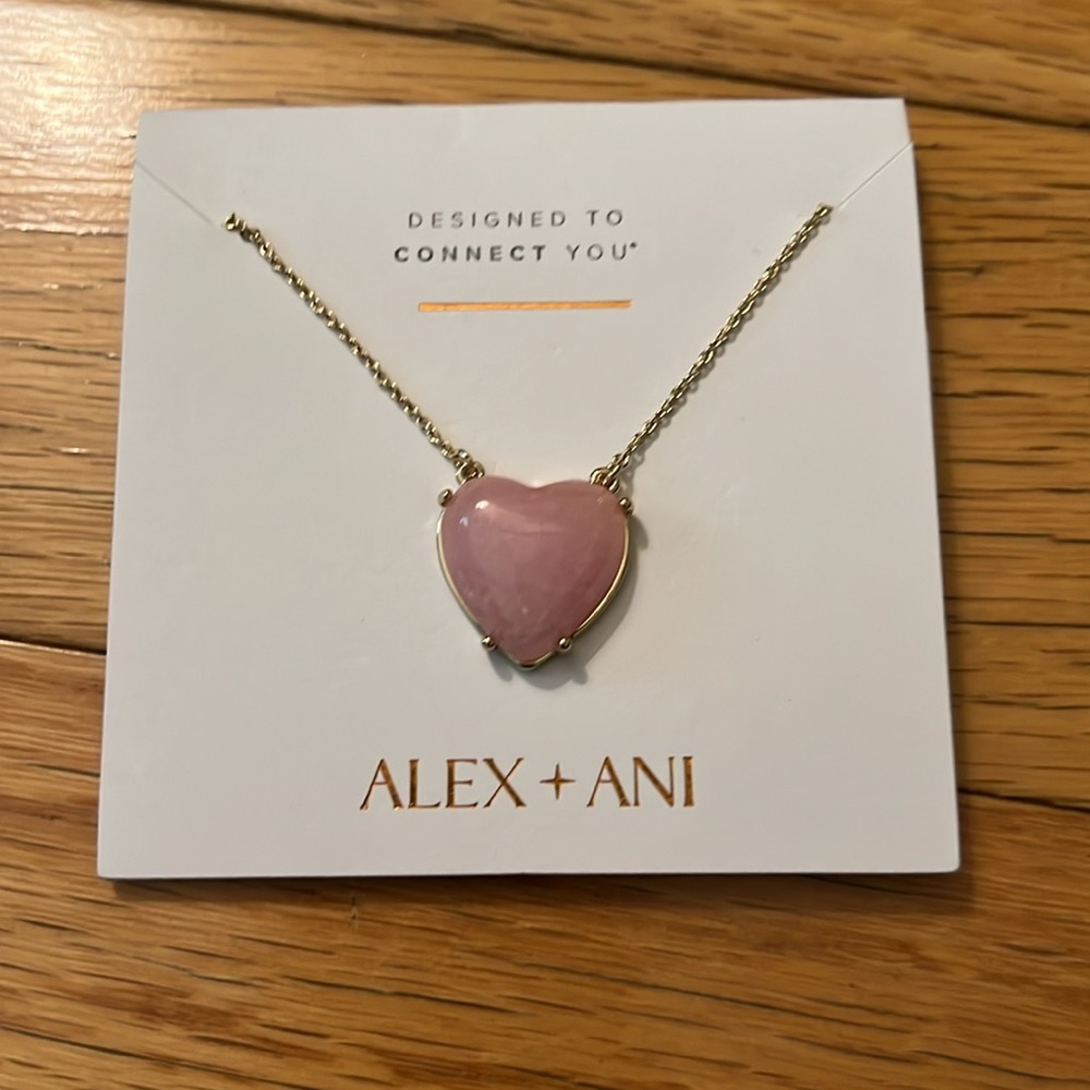 Alex and Ani Gemstone Heart Necklace, Reconstituted Pink Agate - Picture 1 of 4